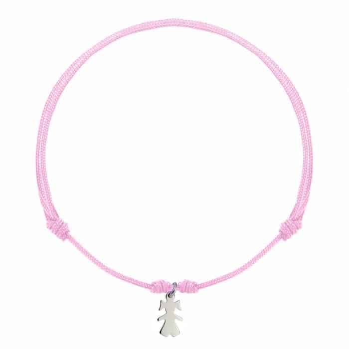 Brățară șnur aur 14 kt cu siluetă feminină, șnur diverse culori