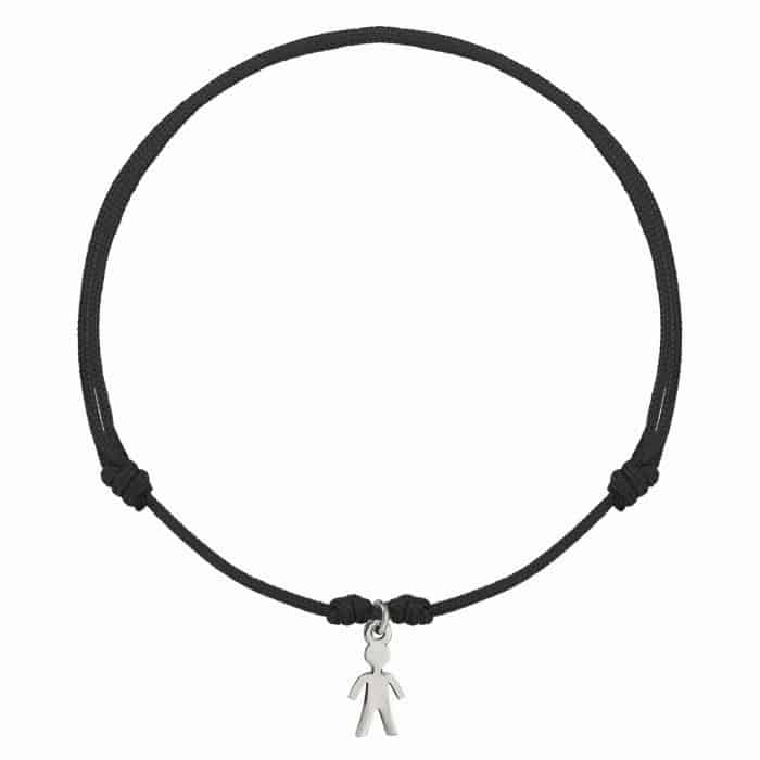 Brățară  șnur 14 kt cu siluetă masculină, șnur diverse culori
