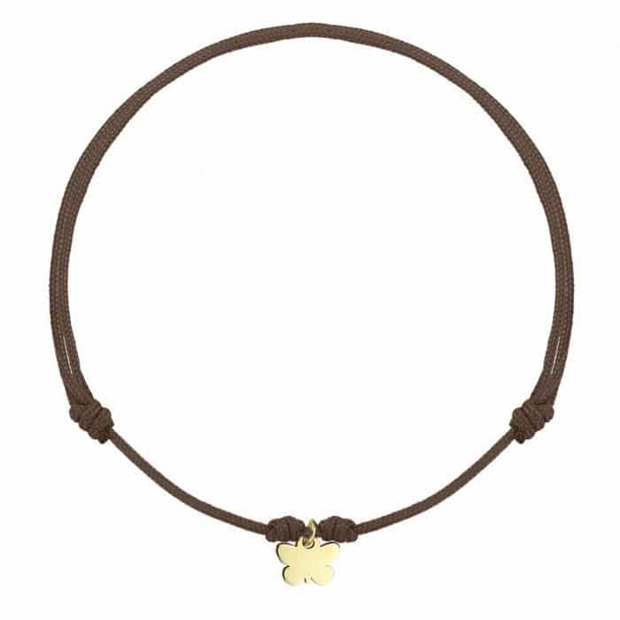Brățară șnur aur 14 kt cu fluture, șnur diverse culori