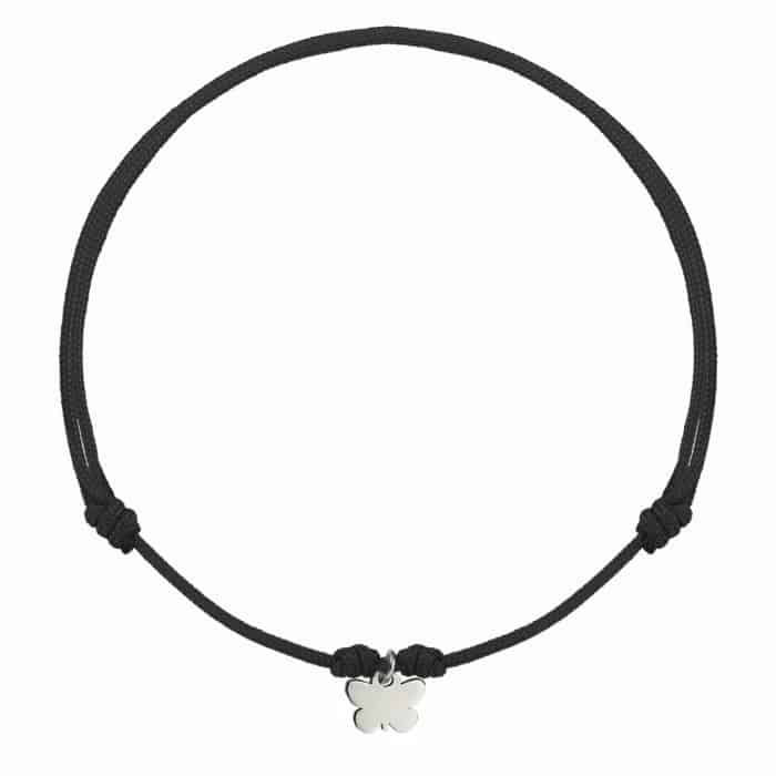 Brățară șnur aur 14 kt cu fluture, șnur diverse culori
