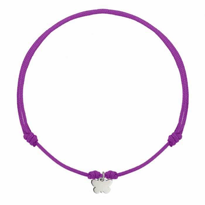 Brățară șnur aur 14 kt cu fluture, șnur diverse culori