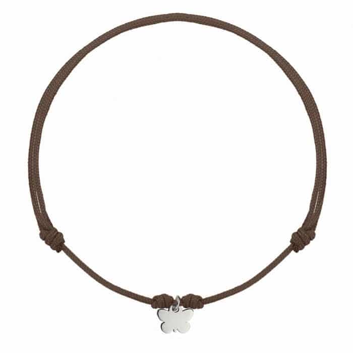 Brățară șnur aur 14 kt cu fluture, șnur diverse culori