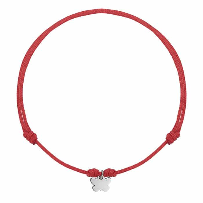 Brățară șnur aur 14 kt cu fluture, șnur diverse culori