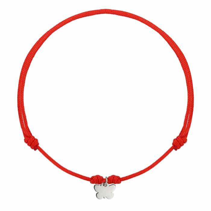 Brățară șnur aur 14 kt cu fluture, șnur diverse culori