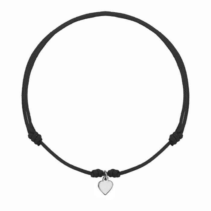 Brățară șnur aur 14 kt cu inimă, șnur diverse culori