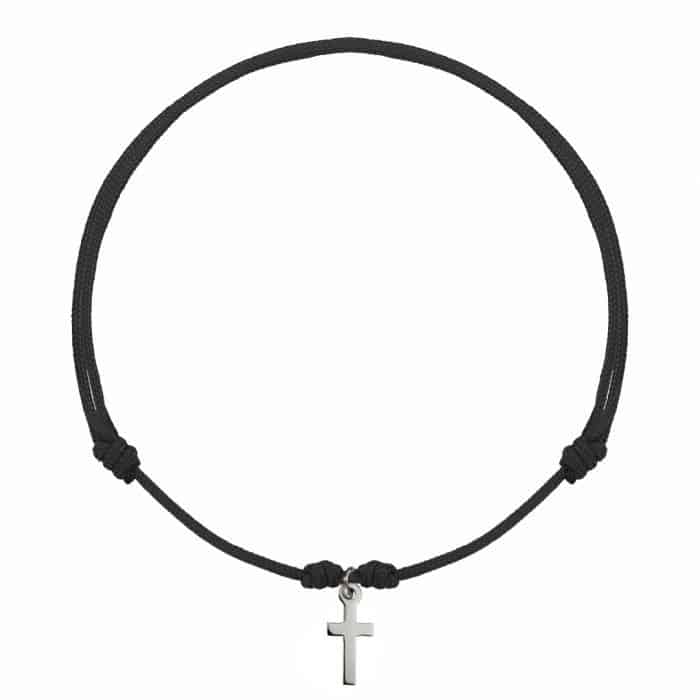 Brățară șnur aur 14 kt cu cruce, șnur diverse culori