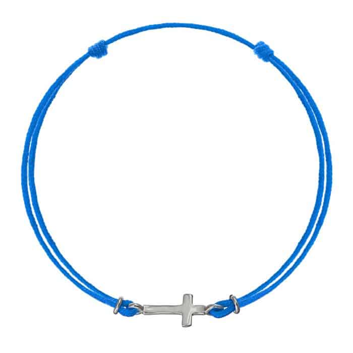 Brățară șnur aur 14 kt cu cruciuliță, șnur diverse culori