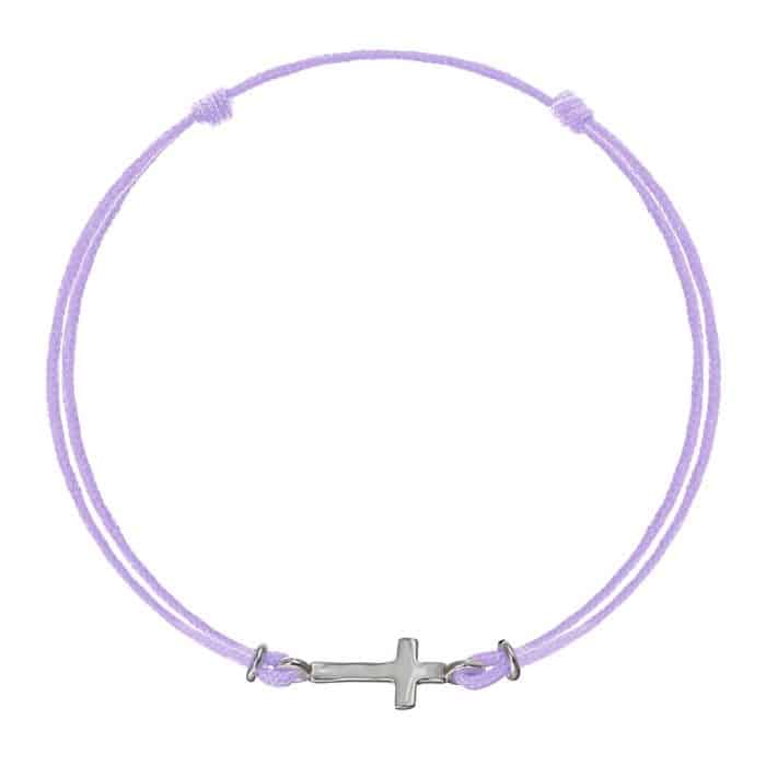 Brățară șnur aur 14 kt cu cruciuliță, șnur diverse culori