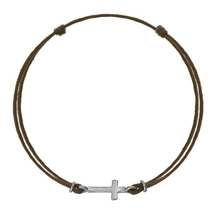 Brățară șnur aur 14 kt cu cruciuliță, șnur diverse culori