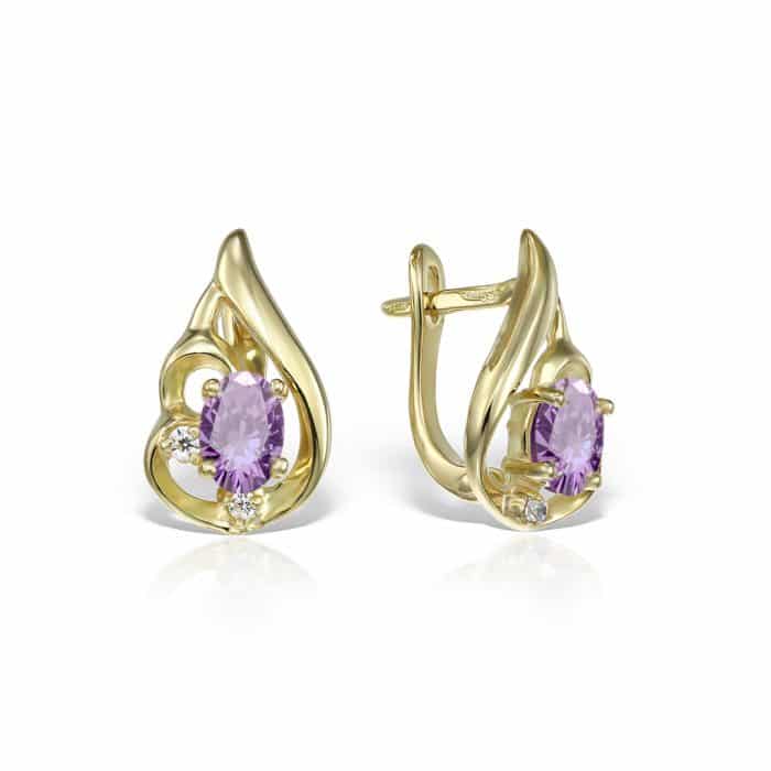 Cercei de damă din aur 14 kt cu zirconii diverse culori C 282S