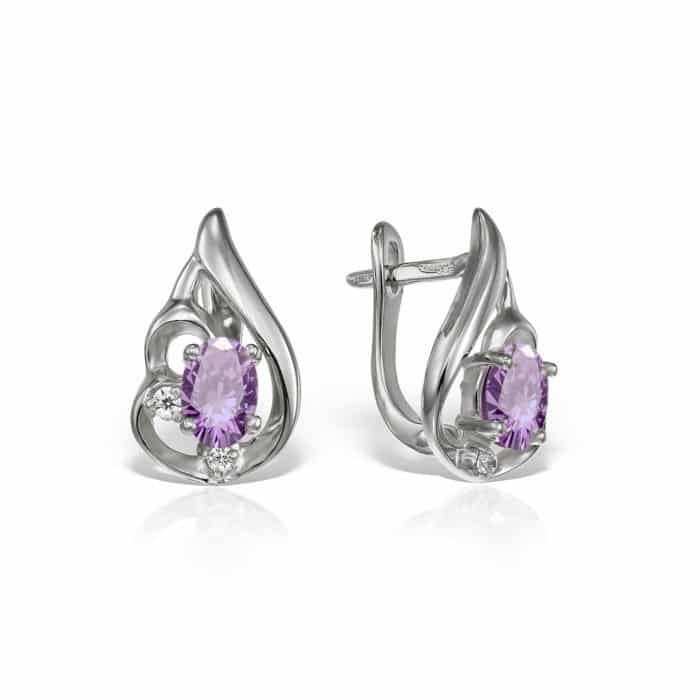 Cercei de damă din aur 14 kt cu zirconii diverse culori C 282S