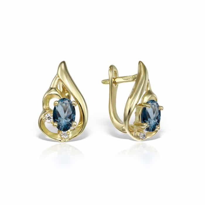 Cercei de damă din aur 14 kt cu zirconii diverse culori C 282S