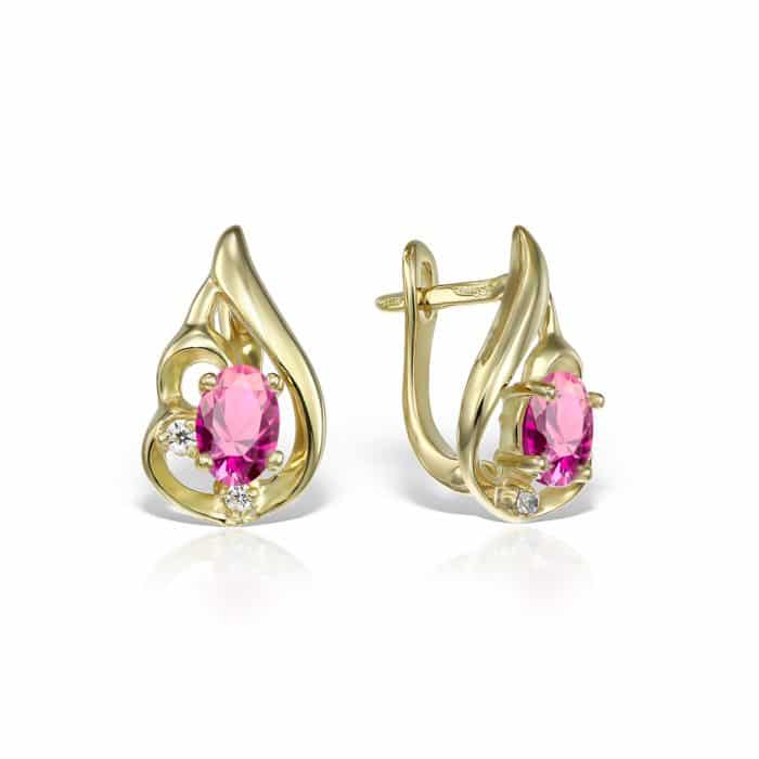 Cercei de damă din aur 14 kt cu zirconii diverse culori C 282S