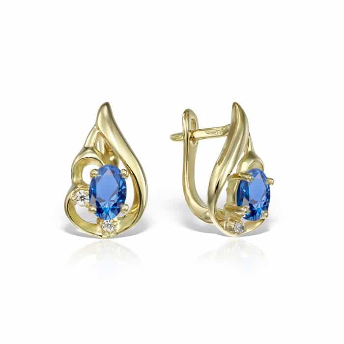 Cercei de damă din aur 14 kt cu zirconii diverse culori C 282S