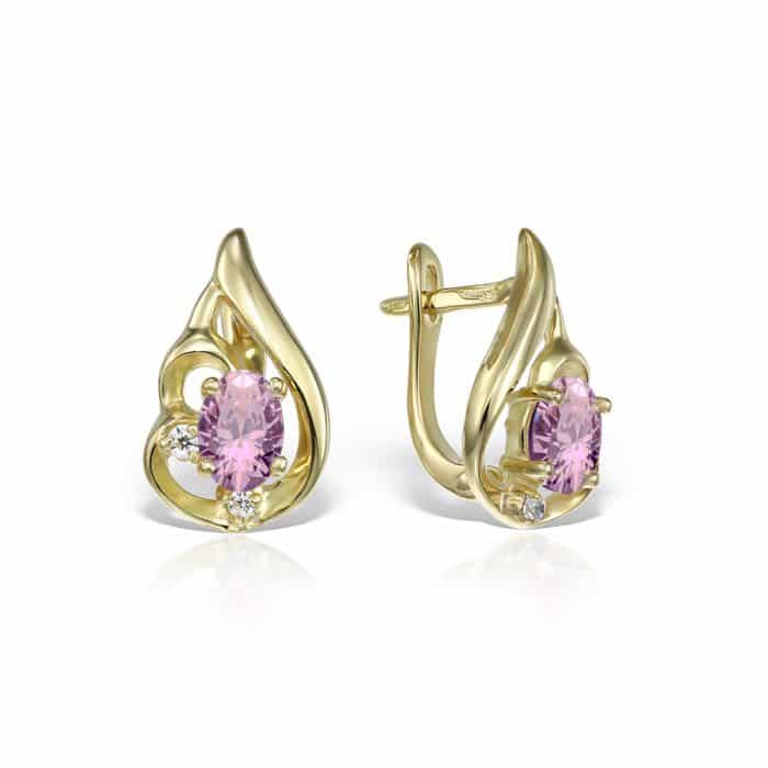 Cercei de damă din aur 14 kt cu zirconii diverse culori C 282S