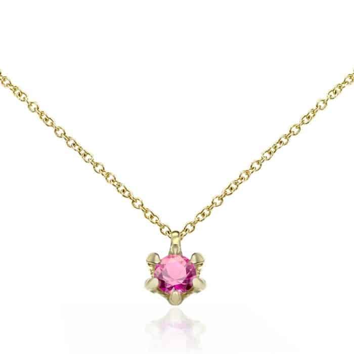 Lănțișor cu pandantiv din aur 14 kt cu zirconia diverse culori P105S