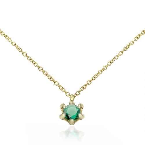 Lănțișor cu pandantiv din aur 14 kt cu zirconia diverse culori P105S