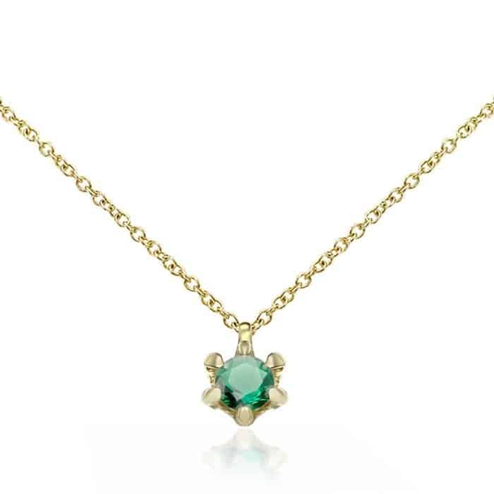Lănțișor cu pandantiv din aur 14 kt cu zirconia diverse culori P105S