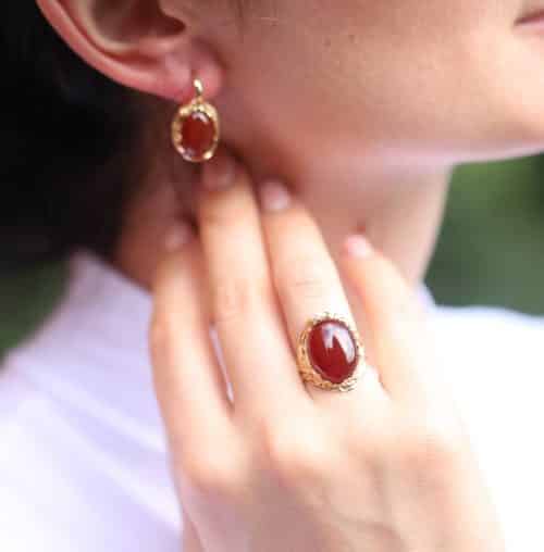 Inel aur 14 kt și carneol S12C.2