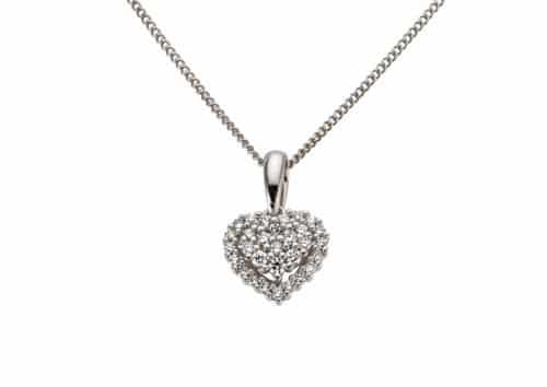 Pandant în formă de inimă din aur alb 14 kt cu diamante BB.232829