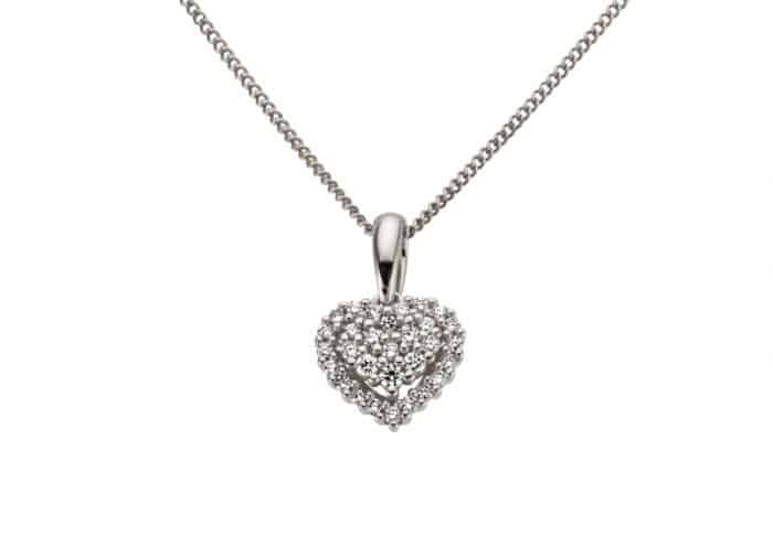 Pandant în formă de inimă din aur alb 14 kt cu diamante BB.232829