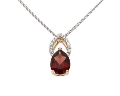Pandantiv cu granat și diamante, aur rose 14 kt, BB.271563
