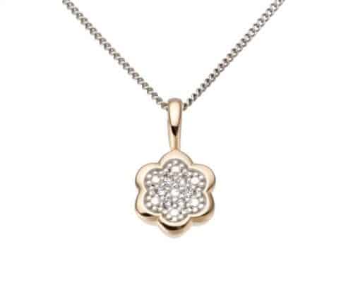 Pandantiv cu diamante, formă florală, aur rose 14 kt, BB.310474