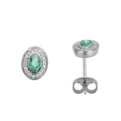 Cercei cu smaralde și diamante, aur alb, 14 kt, BB.761669
