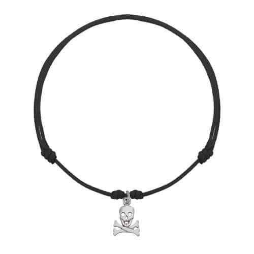 Brățară șnur aur 14 kt cu craniu, șnur diverse culori