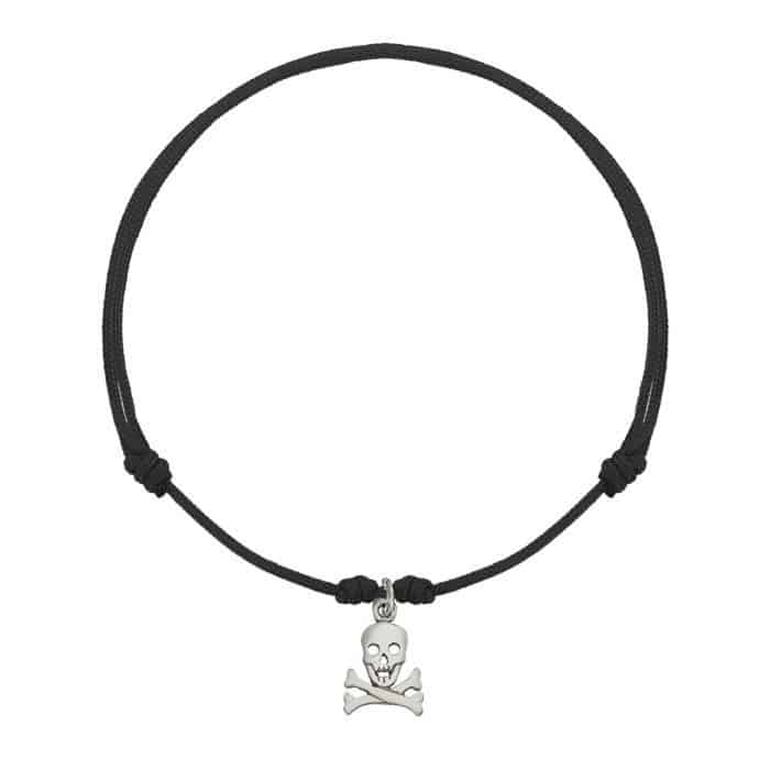 Brățară șnur aur 14 kt cu craniu, șnur diverse culori