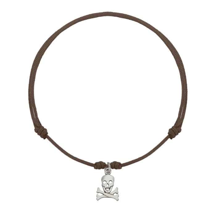 Brățară șnur aur 14 kt cu craniu, șnur diverse culori