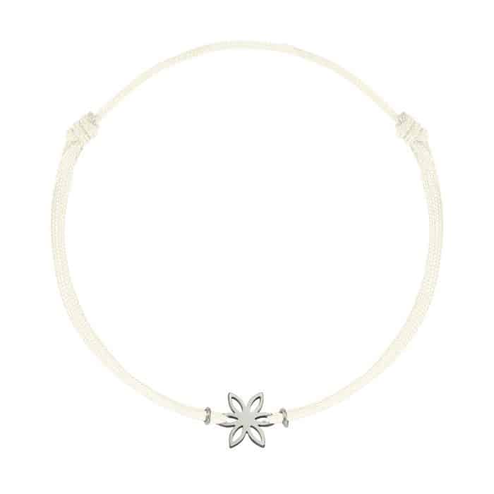 Brățară șnur aur 14 kt cu motiv floral, șnur diverse culori