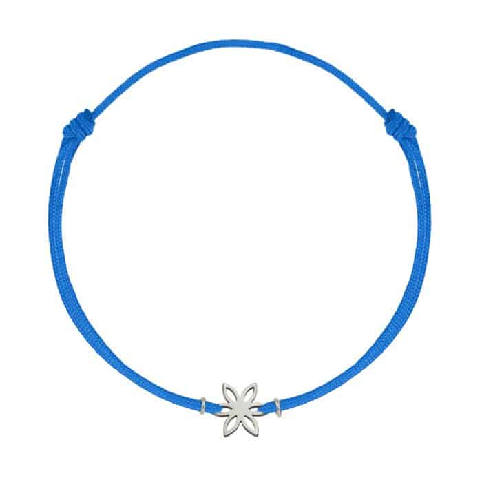 Brățară șnur aur 14 kt cu motiv floral, șnur diverse culori