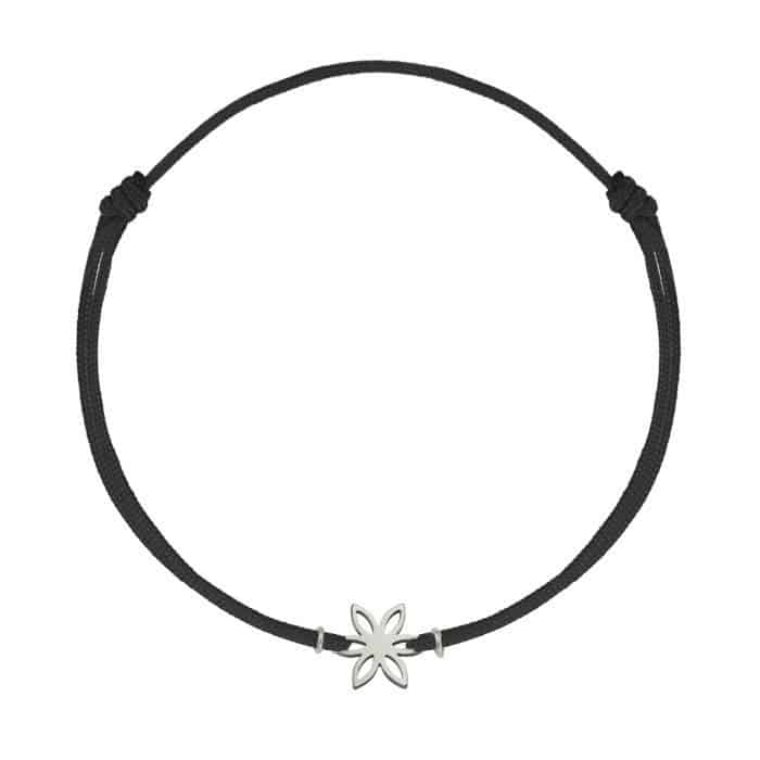 Brățară șnur aur 14 kt cu motiv floral, șnur diverse culori