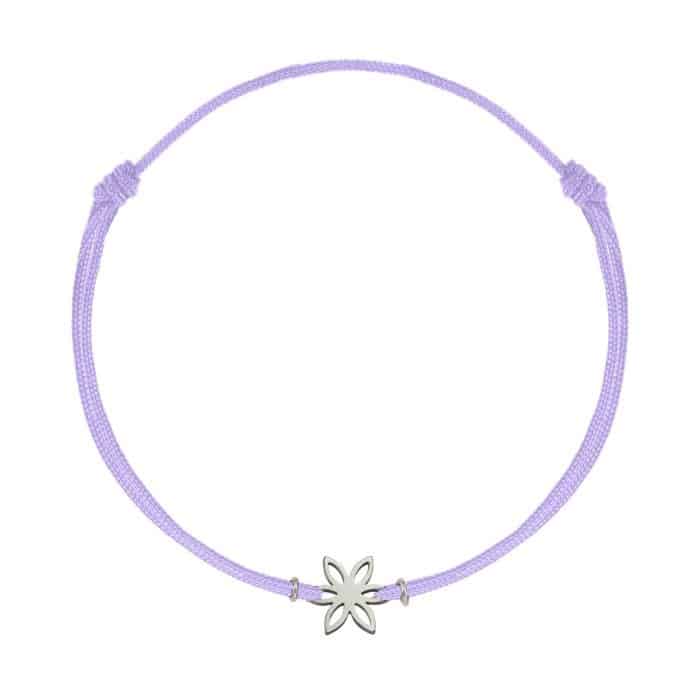 Brățară șnur aur 14 kt cu motiv floral, șnur diverse culori
