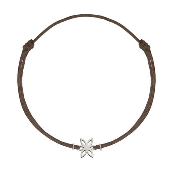 Brățară șnur aur 14 kt cu motiv floral, șnur diverse culori