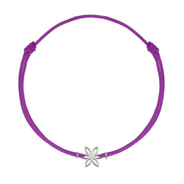 Brățară șnur aur 14 kt cu motiv floral, șnur diverse culori