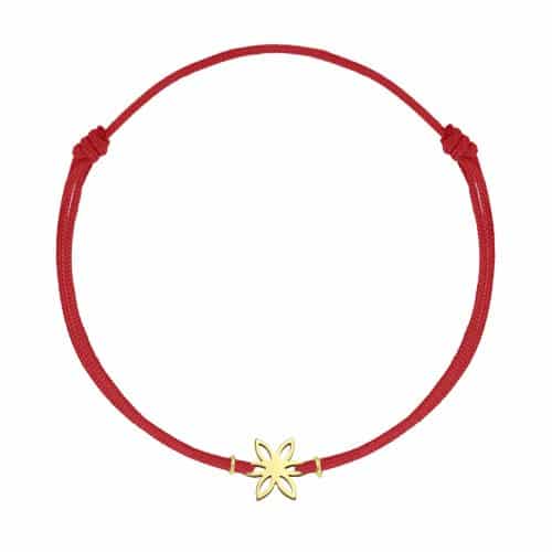 Brățară șnur aur 14 kt cu motiv floral, șnur diverse culori