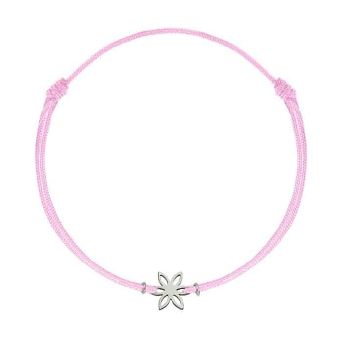 Brățară șnur aur 14 kt cu motiv floral, șnur diverse culori