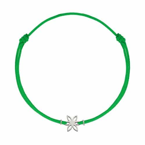 Brățară șnur aur 14 kt cu motiv floral, șnur diverse culori