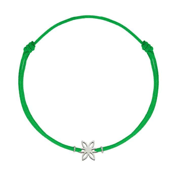 Brățară șnur aur 14 kt cu motiv floral, șnur diverse culori