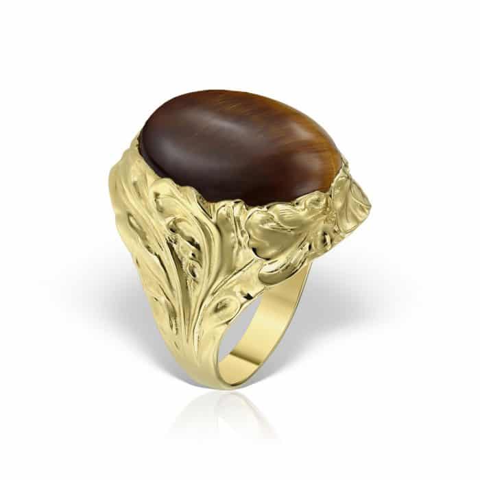 Inel aur 14 kt cu ochi de tigru I S12C.6