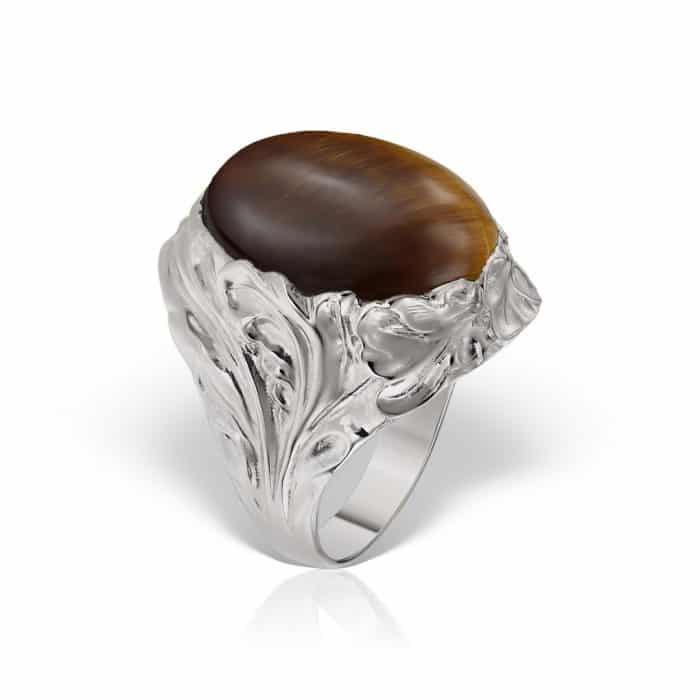 Inel aur 14 kt cu ochi de tigru I S12C.6