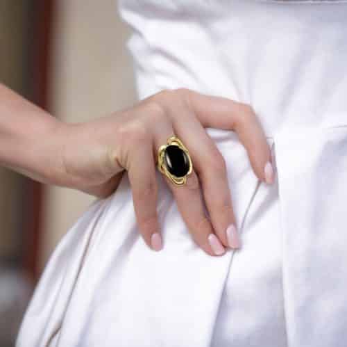 Inel aur 14 kt și onix negru I 08C.4