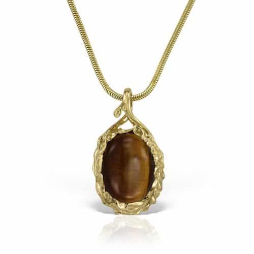 Pandantiv cu ochi de tigru, aur 14 kt, P S12C.6