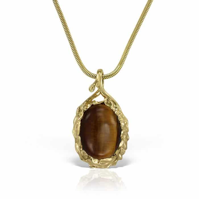 Pandantiv cu ochi de tigru, aur 14 kt, P S12C.6