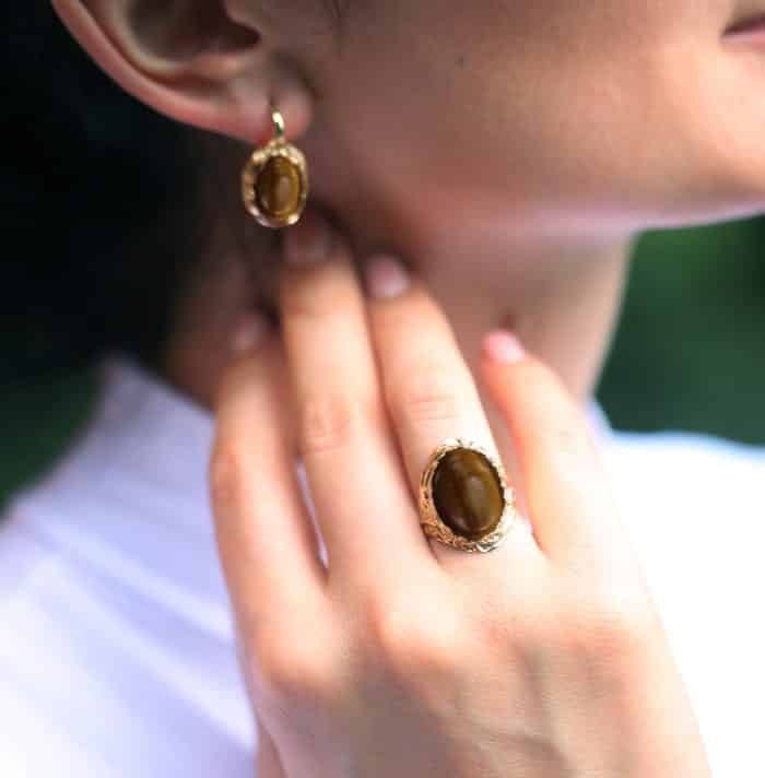 Inel aur 14 kt cu ochi de tigru I S12C.6