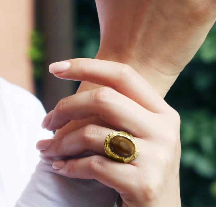 Inel aur 14 kt cu ochi de tigru I S12C.6