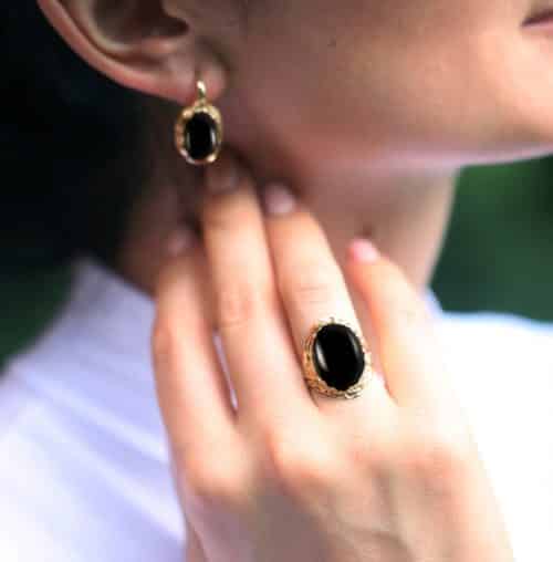 Cercei cu onix negru, aur 14 kt, C S12C.3