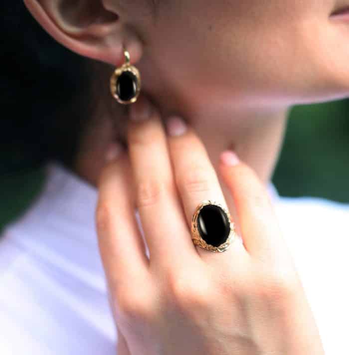Cercei cu onix negru, aur 14 kt, C S12C.3